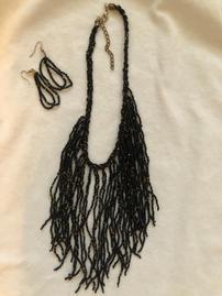 Black necklace and earrings